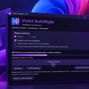 Violet AutoStyle: aplicación de personalización de Windows con interfaz violeta.